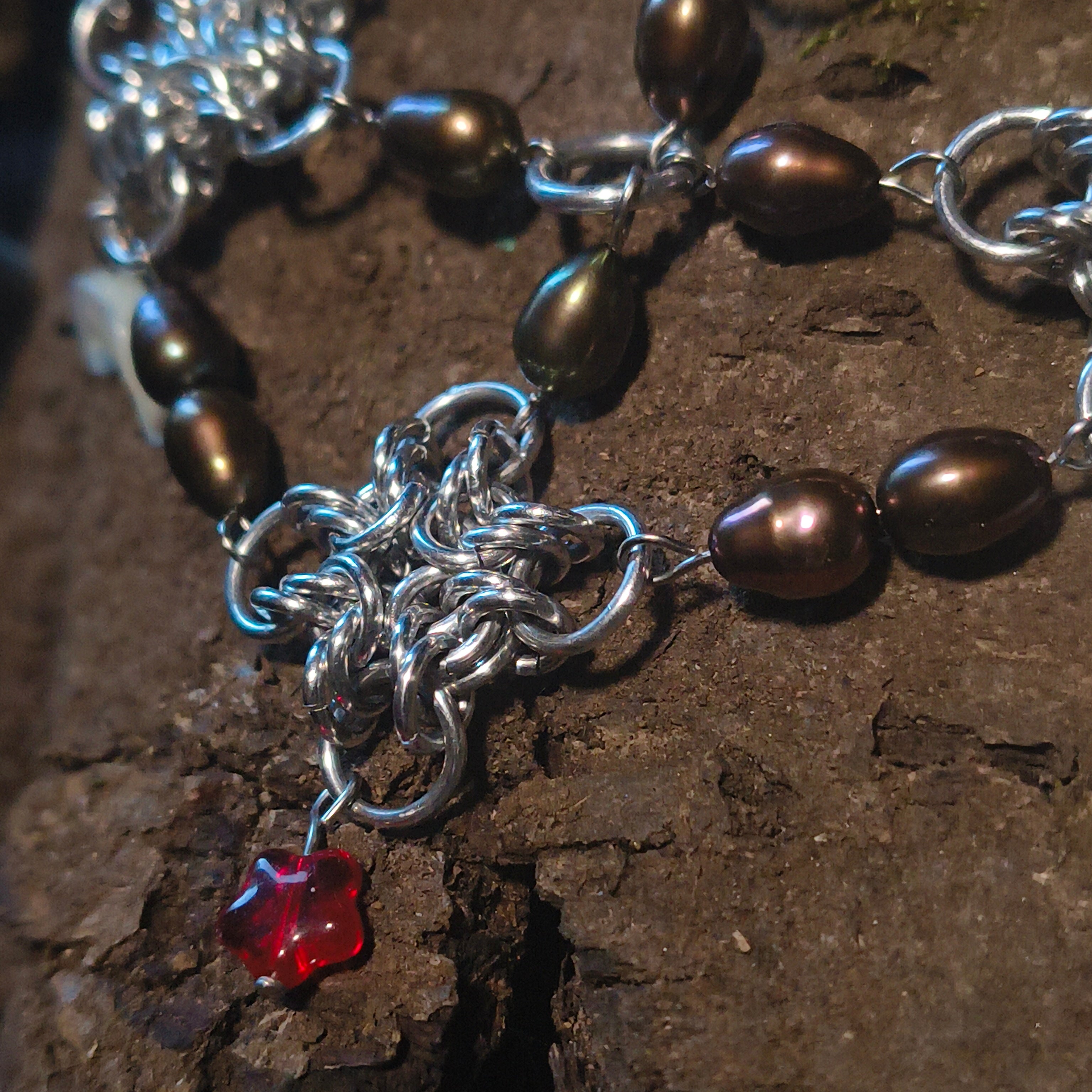 "Hekate" Chainmail and Pearl Headscarf