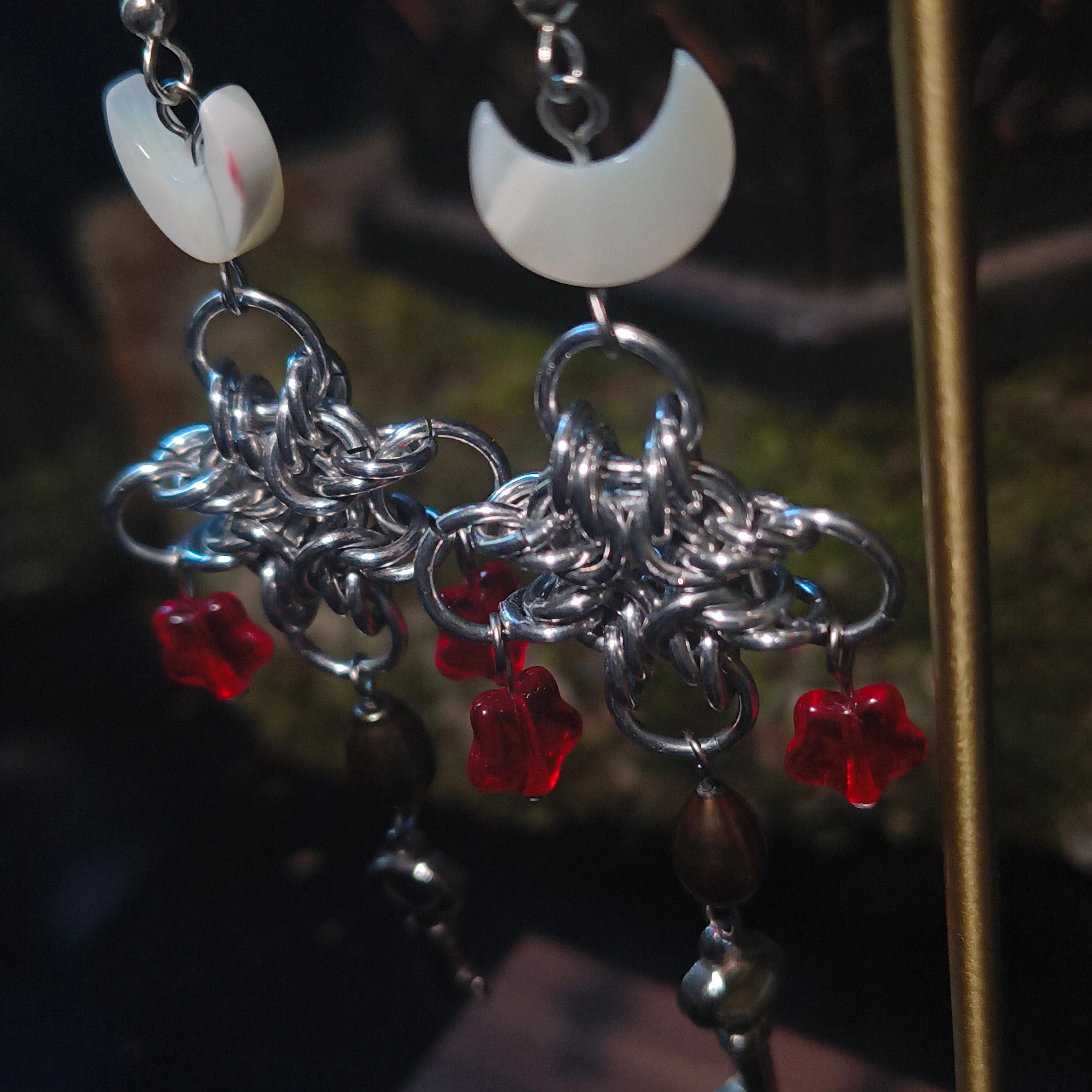 "Hekate" Chainmail and Pearl Earrings