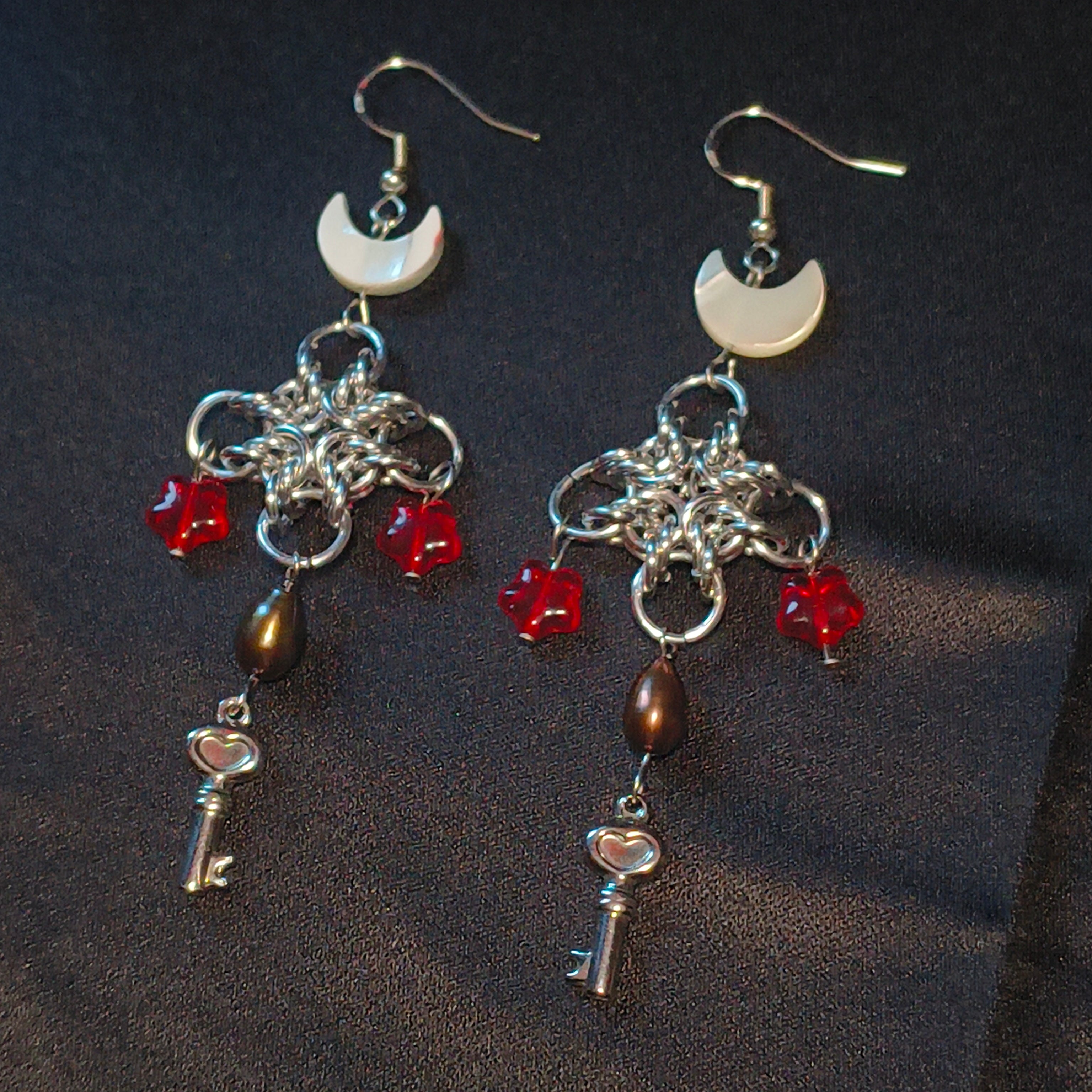 "Hekate" Chainmail and Pearl Earrings