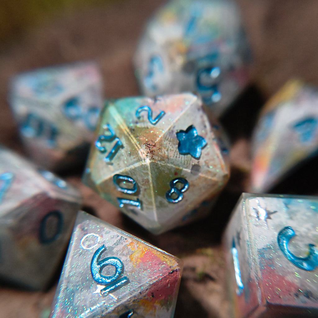 "Moon" Dice: Set Of 7 Resin Polehydral Dice