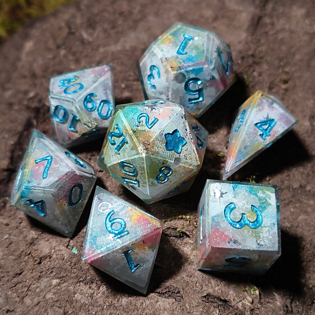 "Moon" Dice: Set Of 7 Resin Polehydral Dice